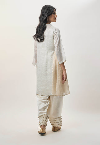Rangrez silver gold stripe kurta set