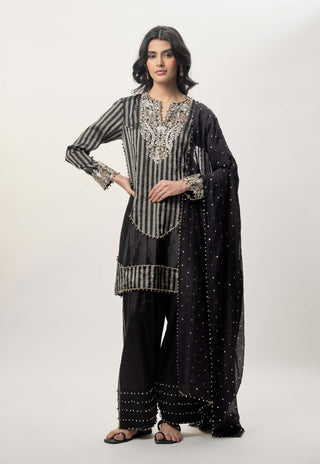 Nysa black stripe tissue kurta set