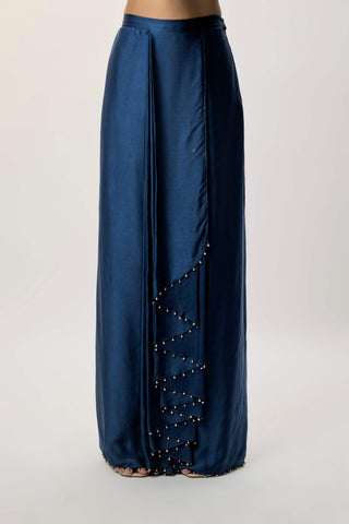 Samira navy blue kurta and dhoti skirt set