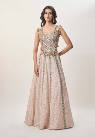 Mehrsa blush pink choli and katarwa lehenga