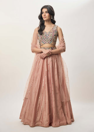 Mahnaz peachy pink lehenga set