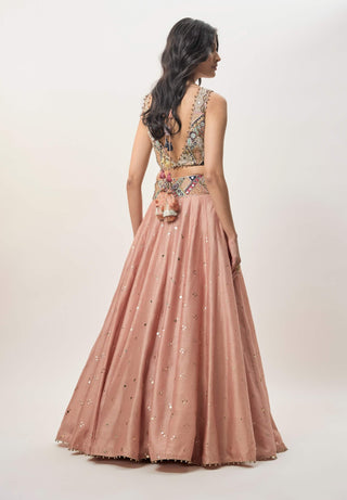 Mahnaz peachy pink lehenga set