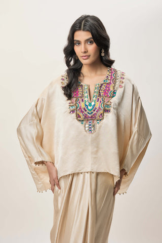 Taraz champagne tunic and lungi skirt