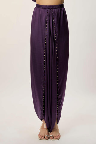 Zaya purple embroidered top with dhoti skirt