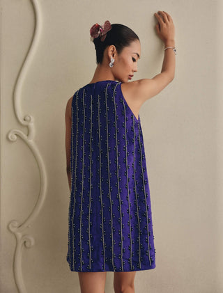 Purple velvet mini dress