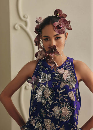 Purple velvet mini dress