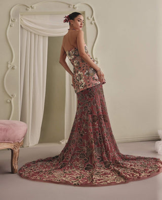 Mauve and antique gold gown