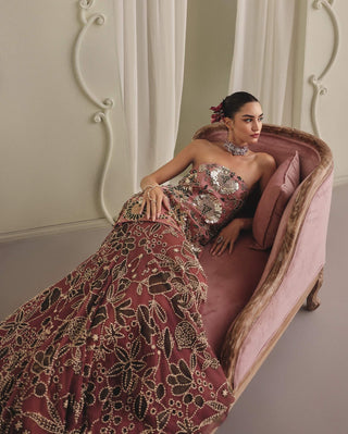 Mauve and antique gold gown