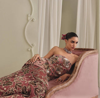 Mauve and antique gold gown