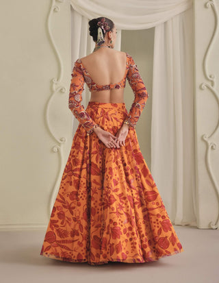 Yellow vibrant printed lehenga set