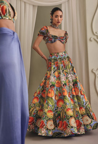 Fruit floral printed lehenga and blouse