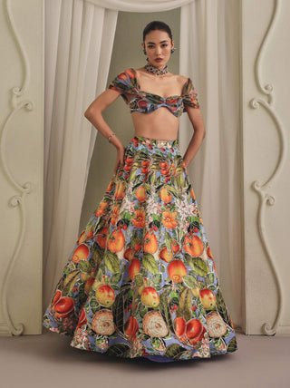 Fruit floral printed lehenga and blouse