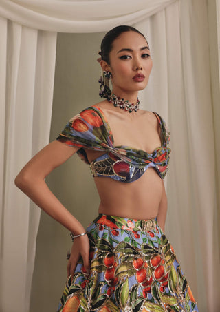 Fruit floral printed lehenga and blouse