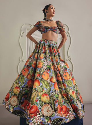 Fruit floral printed lehenga and blouse