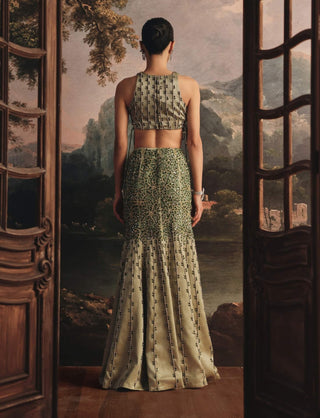 Olive halter blouse and mermaid skirt