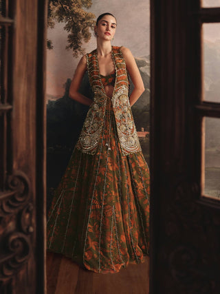 Earthy floral lehenga set