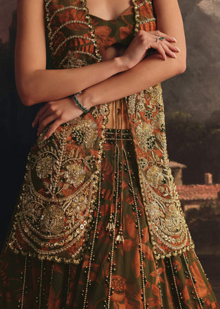 Earthy floral lehenga set