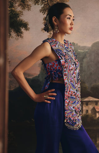 Deep purple jacket, bustier and pants