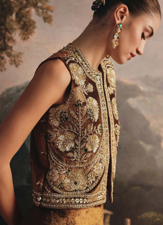 Embellished top and velvet flared pants