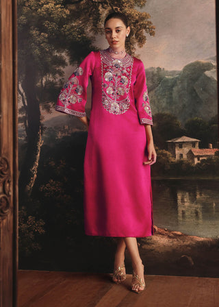 Gaji silk pink kaftan