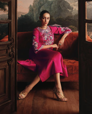 Gaji silk pink kaftan