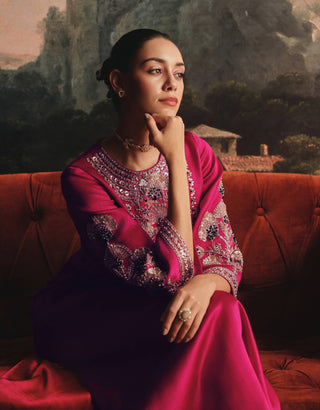 Gaji silk pink kaftan