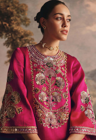 Gaji silk pink kaftan