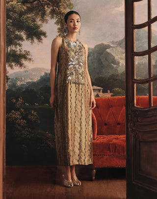 Metallic long tissue dress