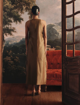 Metallic long tissue dress