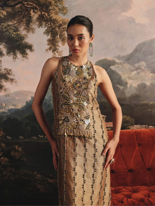 Metallic long tissue dress