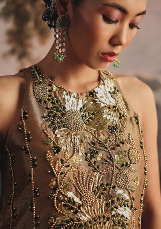 Metallic long tissue dress