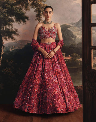Crimson and blush lehenga set