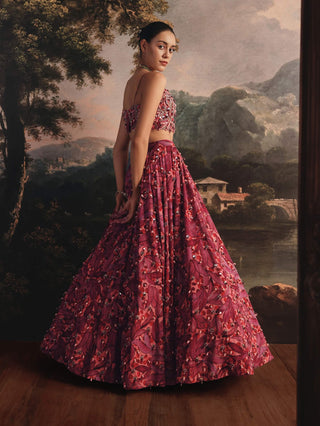 Crimson and blush lehenga set