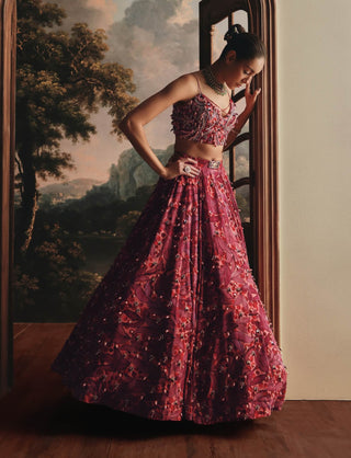 Crimson and blush lehenga set