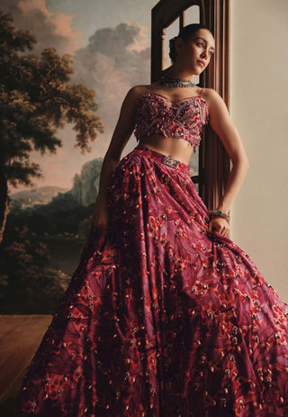 Crimson and blush lehenga set