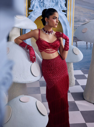 Eva raspberry red skirt with bustier
