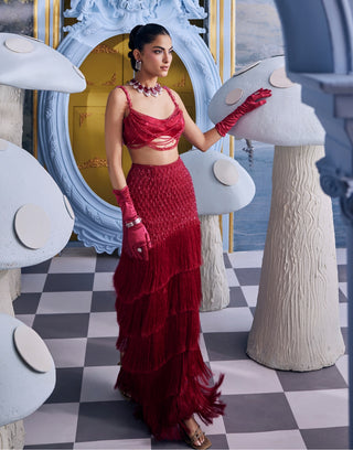 Eva raspberry red skirt with bustier