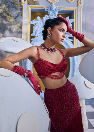 Eva raspberry red skirt with bustier