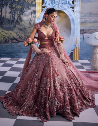 Charlotte blush pink gaji embroidered lehenga set