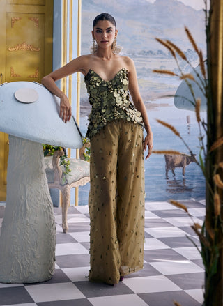 Tinker olive green sequin corset with trousers