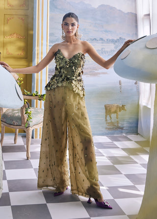 Tinker olive green sequin corset with trousers