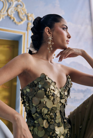 Tinker olive green sequin corset with trousers