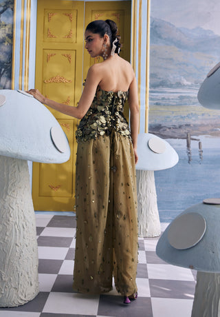 Tinker olive green sequin corset with trousers
