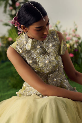 Yellow midi lehenga and blouse