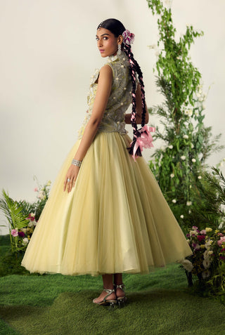 Yellow Midi Lehenga And Blouse by Payal And Zinal available on Indiaspopup.com