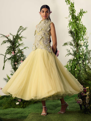 Yellow midi lehenga and blouse