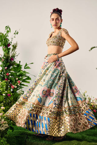 Alluring Multi-Panelled Lehenga Set by Payal And Zinal available on Indiaspopup.com