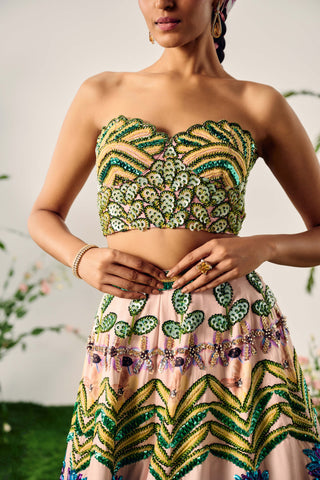 Multicolor tropical lehenga and blouse