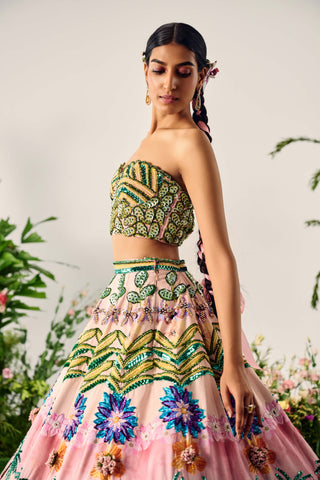 Multicolor tropical lehenga and blouse