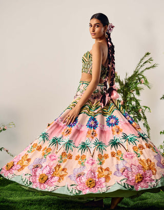 Multicolor tropical lehenga and blouse